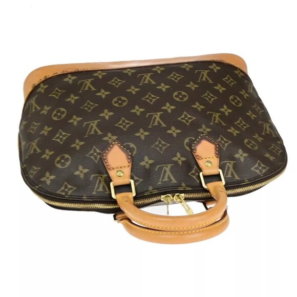 AUTHENTICITY GUARANTEED LOUIS VUITTON LV Logo Alma Hand Bag Monogram Leather - Picture 6 of 15